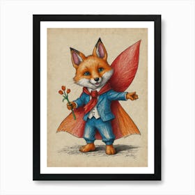 Superhero Fox Art Print