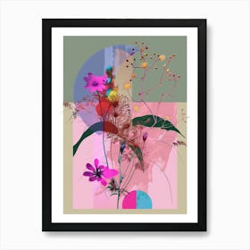 Gypsophila 2 Neon Flower Collage Art Print