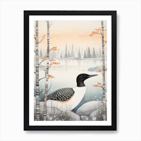 Winter Bird Painting Loon 3 Art Print