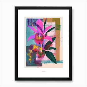 Orchid 4 Neon Flower Collage Poster Art Print