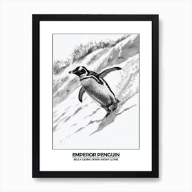 Penguin Belly Sliding Down Snowy Slopes Poster Art Print