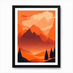 Misty Mountains Vertical Composition In Orange Tone 383 Art Print