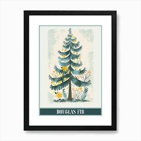 Douglas Fir Tree Illustration Flat 1 Poster Art Print