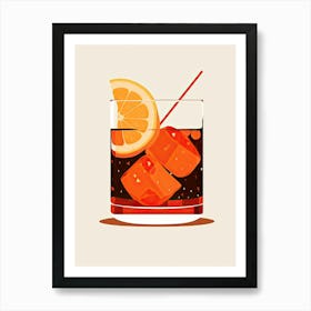 Illustration Negroni Floral Infusion Cocktail 3 Art Print