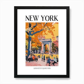 Washington Square Park New York Colourful Silkscreen Illustration 2 Poster Art Print