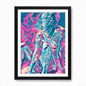 Psychedelic Nude Woman in Pink Art Print