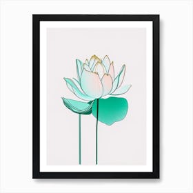 Water Lily Floral Minimal Line Drawing 2 Flower Art Print