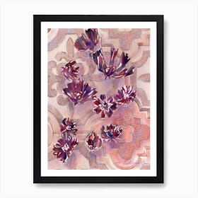 Violet Flowers On A Tile Art Print