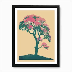 Teak Tree Colourful Illustration 1 Art Print