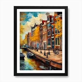 Wall painting print, Amsterdam, Netherlands, landscape art, Van Gogh style, fine art..234 Art Print