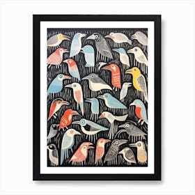 Abstract Bird Linocut Style 2 Art Print