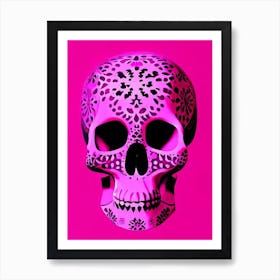 Skull With Mandala Patterns Pink Matisse Style Art Print