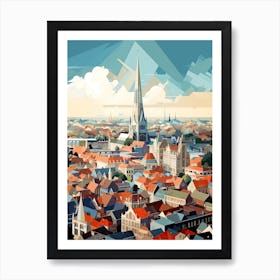 Antwerp, Belgium, Geometric Illustration 4 Art Print