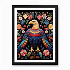 Folk Bird Illustration Bald Eagle Art Print