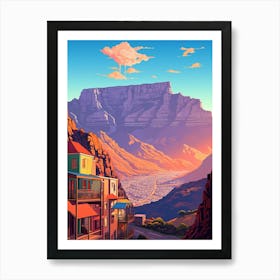 Table Mountain Cartoon 3 Art Print