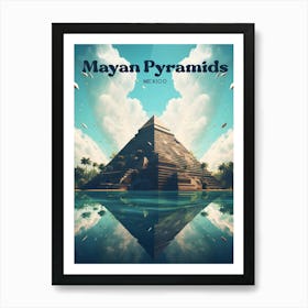 Mayan Pyramids Mexico Cinematic Modern Travel Illustration Art Print