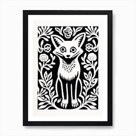 Red Fox Linocut Illustration Card 3 Art Print