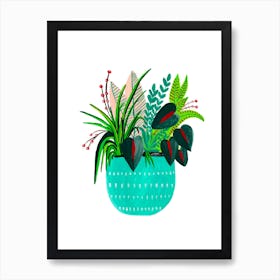Teal Potted Plant Art Print