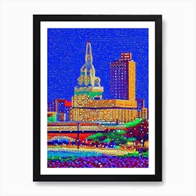 Fort Worth, City Us  Pointillism Art Print