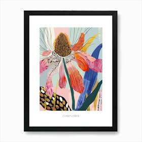 Colourful Flower Illustration Poster Coneflower 2 Art Print