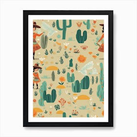 Cowgirl Pattern  4 Art Print