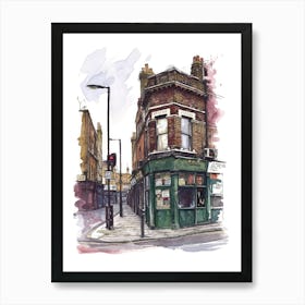 Newham London Borough   Street Watercolour 1 Art Print