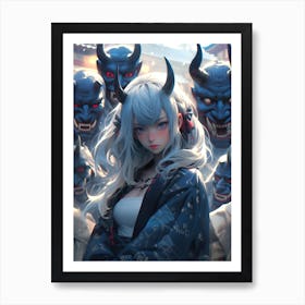 Anime Girl With Demons Art Print