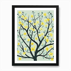 Paulownia Tree Illustration Flat 4 Art Print