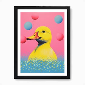 Colourful Geometric Abstract Duckling At Sunset 3 Art Print