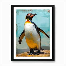 Galapagos Penguin Saunders Island Colour Block Painting 2 Art Print