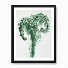 Green Ink Painting Of A Harts Tongue Fern 1 Art Print