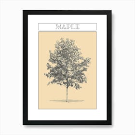 Maple Tree Minimalistic Drawing 1 Poster Art Print