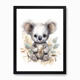 Watercolour Jungle Animal Baby Koala 3 Art Print