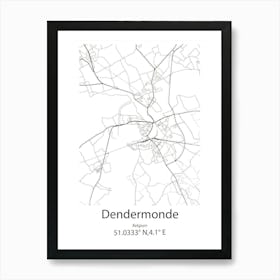 Dendermonde,Belgium Minimalist Map Art Print