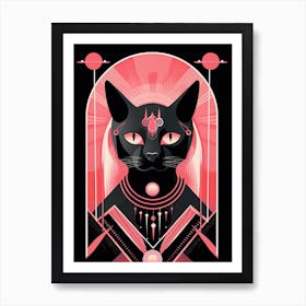 The Empress Tarot Card, Black Cat In Pink 0 Art Print