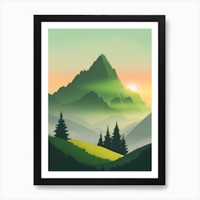 Misty Mountains Vertical Composition In Green Tone 107 Art Print