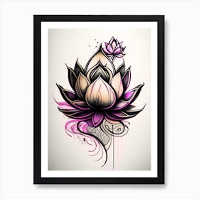 Lotus Flower, Buddhist Symbol Graffiti 1 Art Print