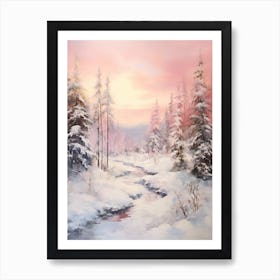 Dreamy Winter Painting Lapland Finland 6 Art Print