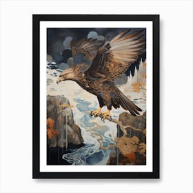 Red Tailed Hawk 1 Gold Detail Painting Art Print