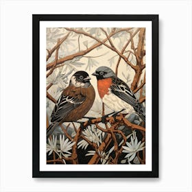 Art Nouveau Birds Poster Sparrow 2 Art Print