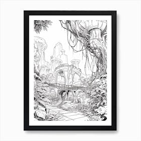 Pandora   The World Of Avatar (Disney S Animal Kingdom) Fantasy Inspired Line Art 4 Art Print