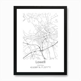 Lowell,United States Minimalist Map Póster