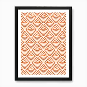 Japanese Seigaiha Wave Orange Art Print