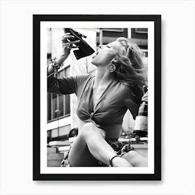 Woman Drinking Champagne Art Print