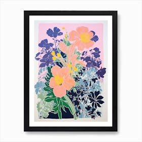 Colourful Flower Still Life Risograph Style 41 Art Print