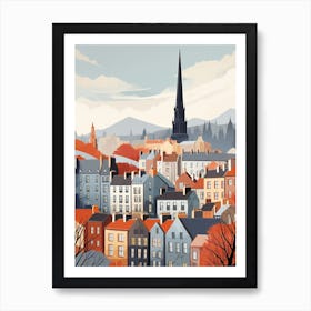 Vintage Winter Travel Illustration Edinburgh Scotland 1 Art Print