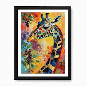 Giraffe Eating Berries 4 Art Print