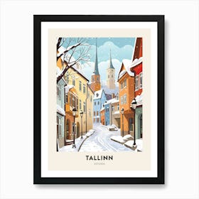 Vintage Winter Travel Poster Tallinn Estonia 3 Art Print