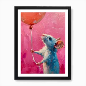 Cute Rat 3 With Balloon Art Print