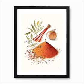 Chili Powder Spices And Herbs Pencil Illustration 1 Art Print
